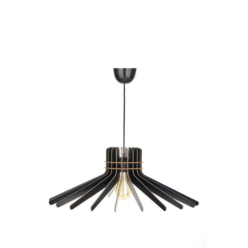 Élégant lustre Boomerang, finition noire, 23,6 po x 23,2 po | Câble réglable, corps en panneau de fibres à densité moyenne, douille E27 (40 W maximum) | Parfait pour les salles à manger et les espaces de vie modernes, sa conception accrocheuse et son installation facile