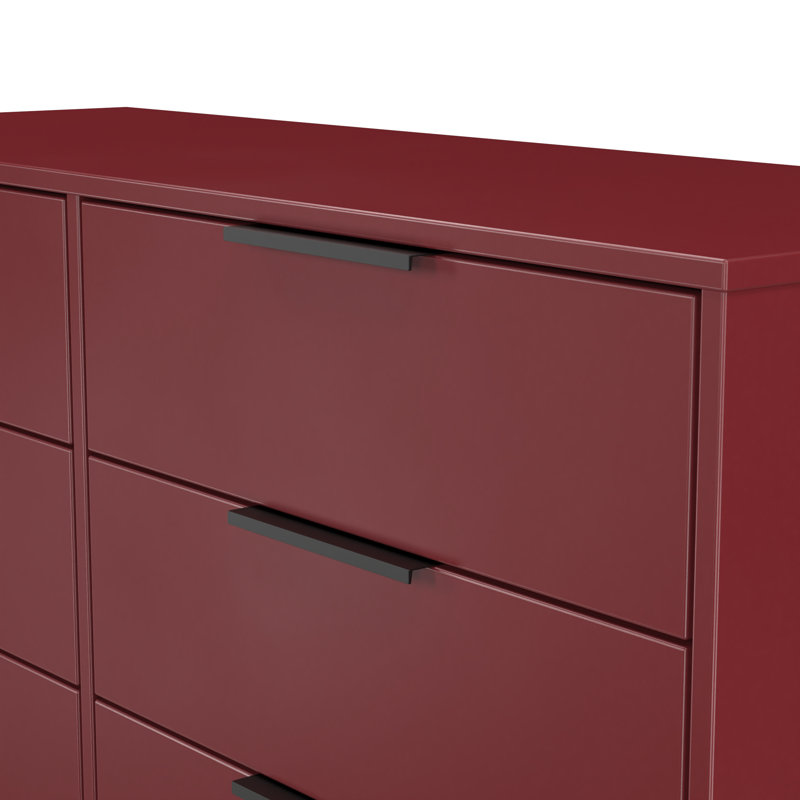 Bisceglia 115 cm W Chest of 6 Drawers, Red