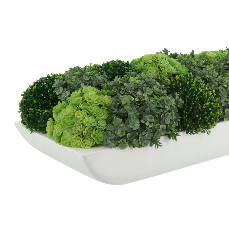 Jerez Faux Succulent in Fiberstone Planter, White