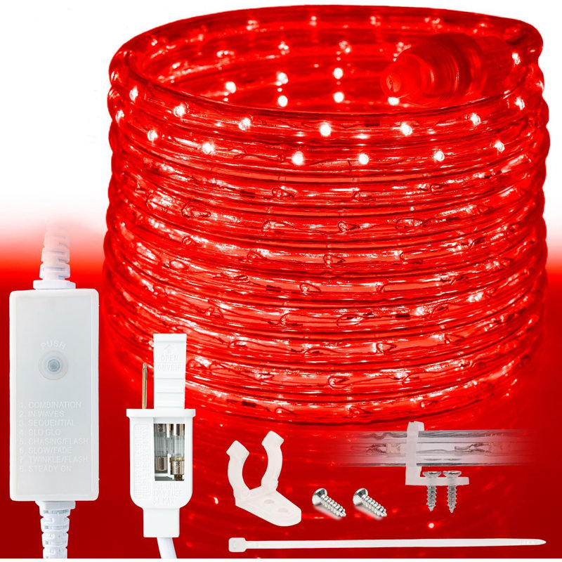 LED Rope Light w/ 8 Mode, Red, 3600" L