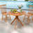 35.5 Inch Patio Wood Dining Table With Slatted Tabletop & Curved Legs For Backyard
