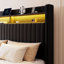 Base de lit plateforme avec rangement moderne avec tête de lit à DEL avec tablette, station de charge et 3 tiroirs, contrôle des applications-204038211-204038222
