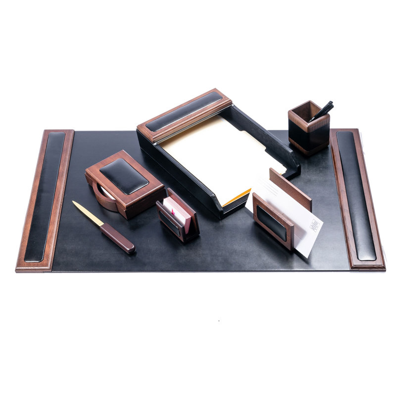 Leather Desk Organizer Set, Walnut