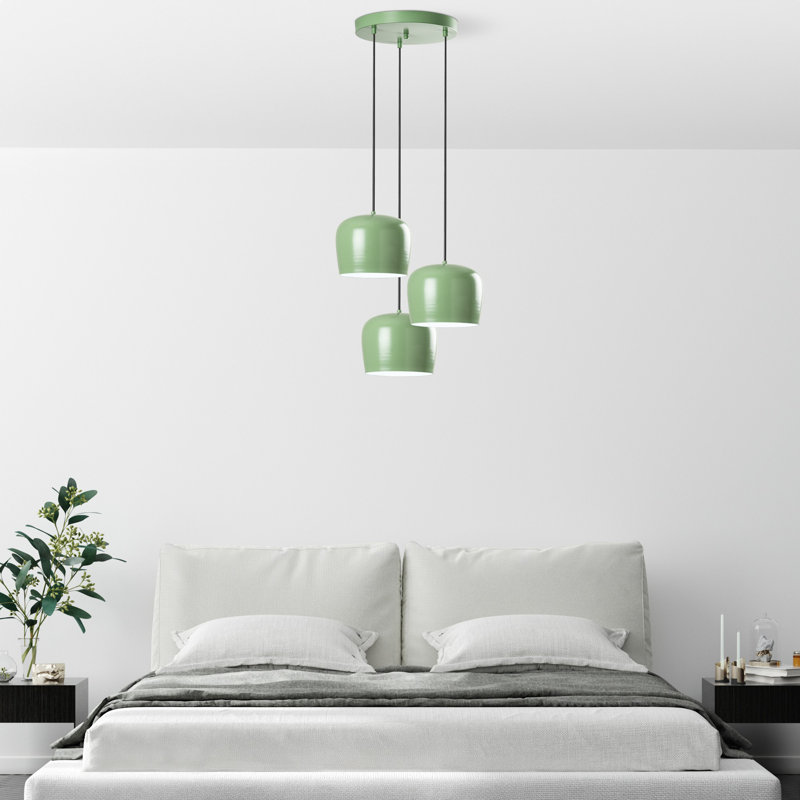 Lustre élégant en menthe, hauteur réglable de 17,7 à 44,9 pouces | Corps en métal, 3 douilles E27 de 40 W maximum | Diamètre: 17,7 po, plaque de base: 15,7 po | Élégant luminaire pour salon et salle à manger, design moderne