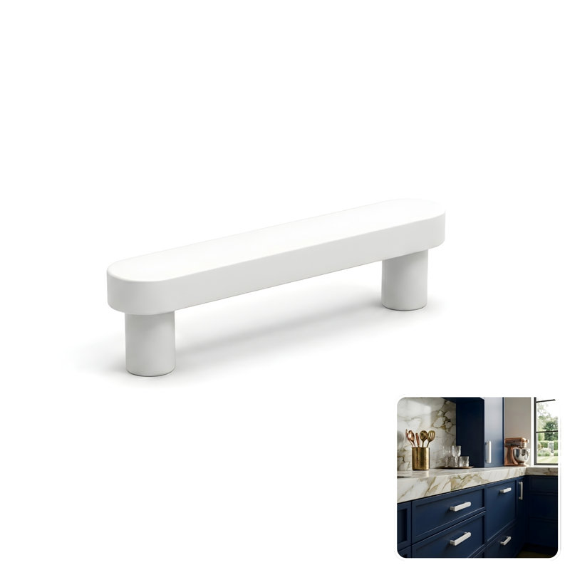 ROUS Hardware Mid-Century Modern Cabinet Handle 1-Count, 3.25", Snow (White)