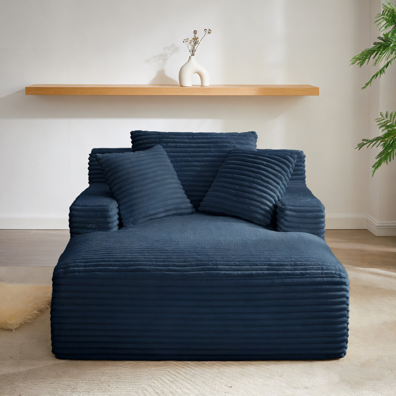 Très grande chaise longue d'intérieur, canapé rembourré en velours côtelé moderne, aucun assemblage requis, canapé-lit confortable pour le salon, le bureau
