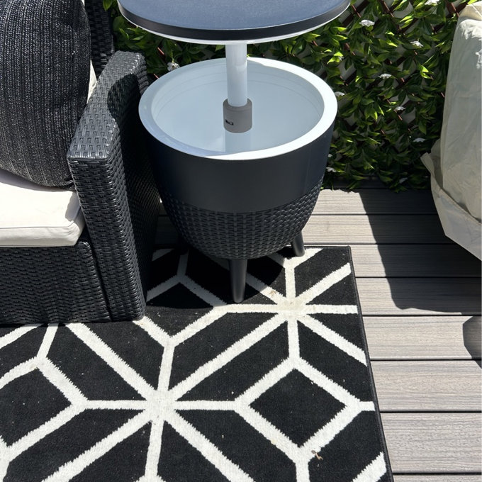 Cancun Resin Outdoor 2-In-1 Side Table and Cooler - Black