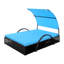 Chaise longue d'extérieur en acier avec dossier réglable, lit double de patio avec table d'appoint cachée et accoudoirs arqués, convient pour la terrasse de la piscine, le jardin et la cour-129184180