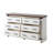 54"W Farmhouse 6-Drawer Wood Double Dresser with Specious Tabletop & Metal Decoration ,White/Brown-346758582
