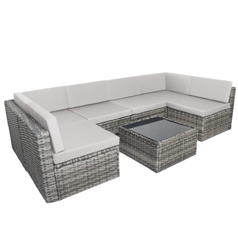 Mapleview 6 - Person Patio Conversation Set with Cushions, Beige