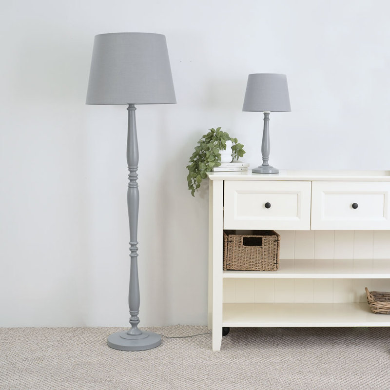 Arialdo 156cm Traditional Floor Lamp, Grey, Matte Grey