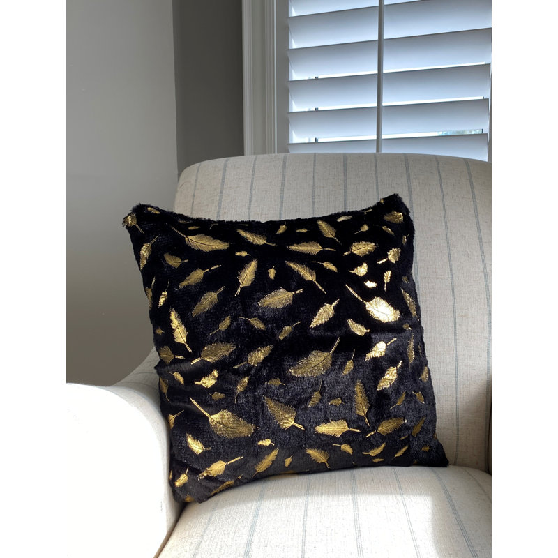  Housse de coussin Floral, Noir