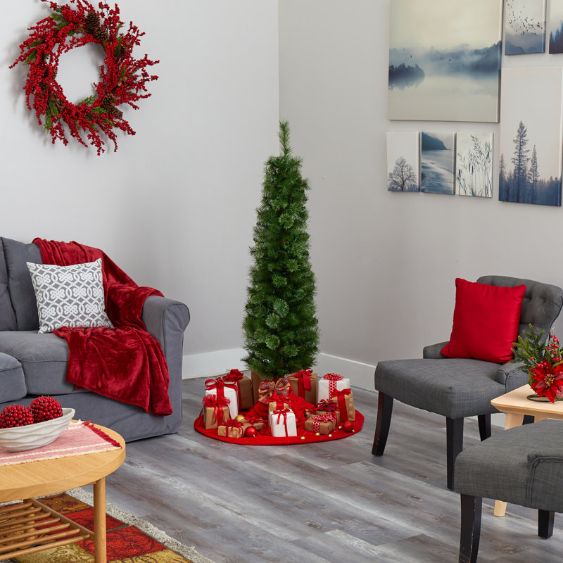 Arbre de Noël artificiel pin vert avec lumières claires, H 5 pi
