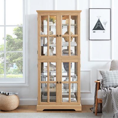 Charming Antique Case With Adjustable Shelves And Interior Beauty Elegant Curio Display Artistic Flair Enhancement