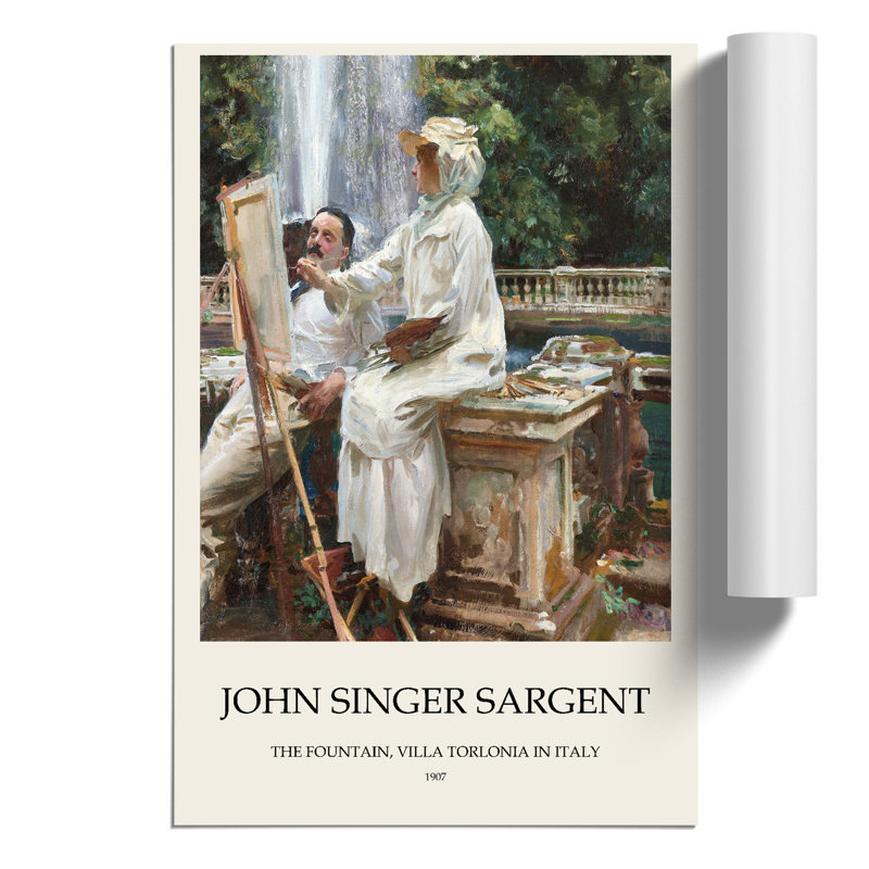 The Fountain, Villa Torlonia by John Singer Sargent - No Frame Print, 30cm H x 21cm W x 0.1cm D