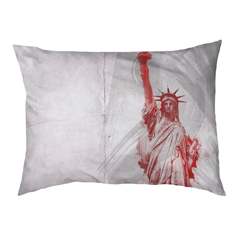 Oreiller statue of liberty designer Burkhardt, L 19,5 po x l 29,5 po, Rouge / Noir