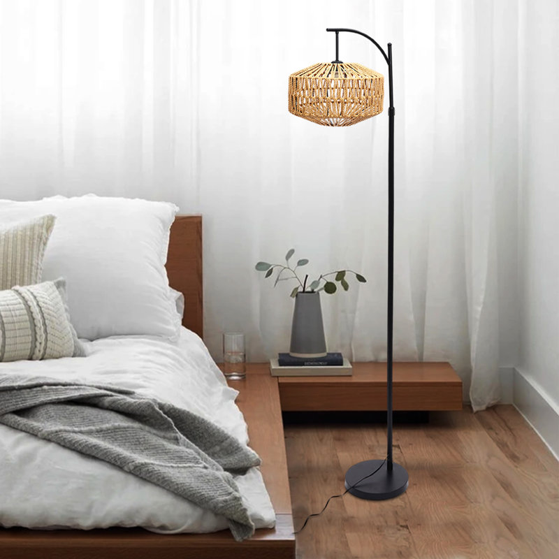 Lampe sur pied 68,9 "de hauteur style bohémien à hauteur réglable E26, interrupteur au pied