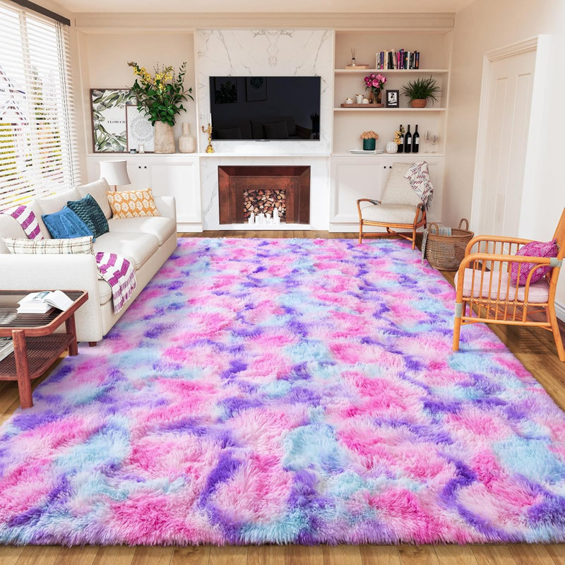 Tapis à poils longs Radyn, Rectangle de 5 pi x 8 pi, Coloré