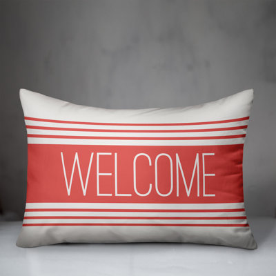  Welcome Farmhouse Stripes Indoor/Outdoor Lumbar Pillow
