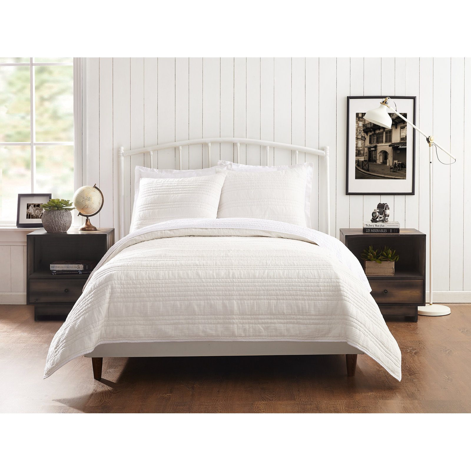 Kennison Cotton Quilt Set, King Quilt, Ivory