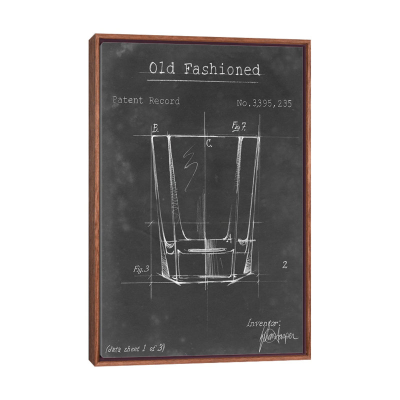«Barware Blueprint I On Canvas» par Ethan Harper, reproduction, Cadre bois classique, H 60 po x l 40 po x P 1,5 po