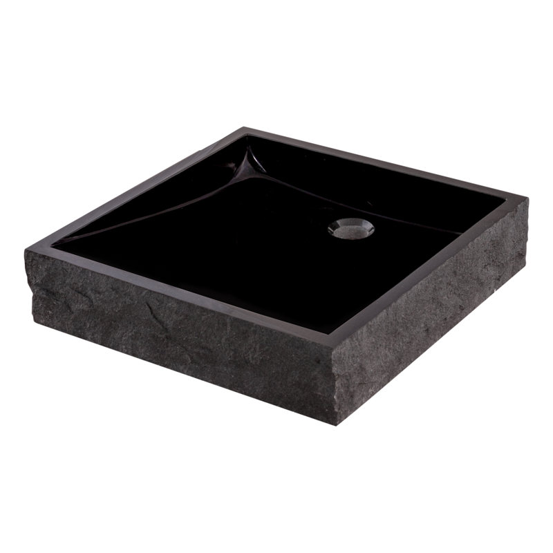 Novatto 18'' Black Stone Square Bathroom Sink
