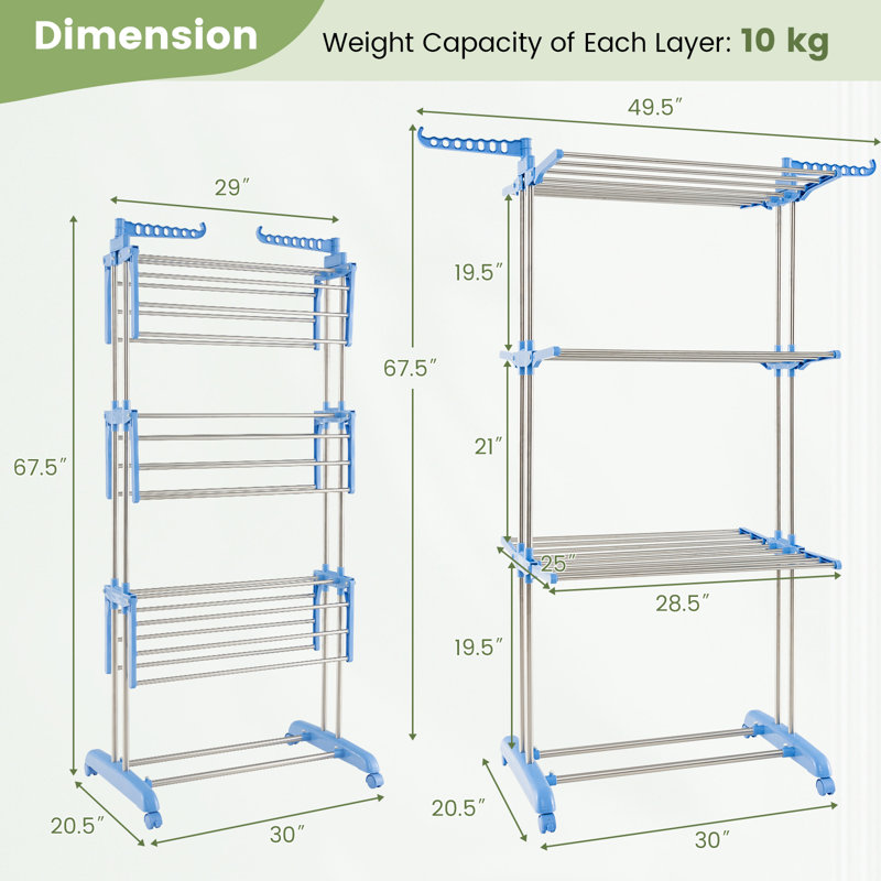 Metal + Plastic Foldable Gullwing Drying Rack