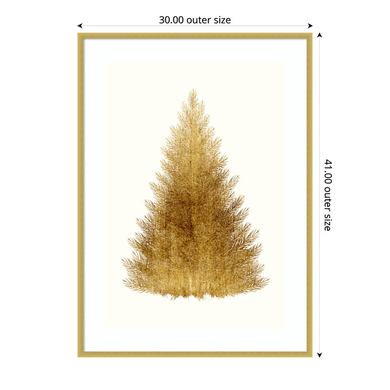 Arbre de Noël brun clair par Wood, reproduction d'art encadrée, H 41 po x l 30 po