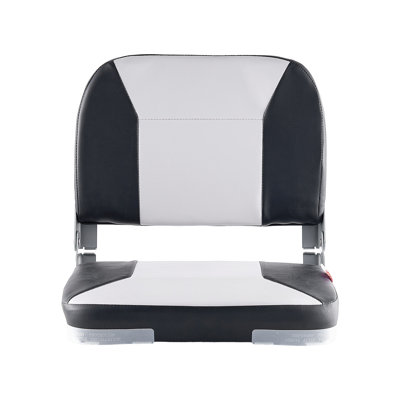 Siège de bateau imperméable à dossier bas avec coussin éponge haute densité - Chaise de pêche pliante en PVC noir et gris