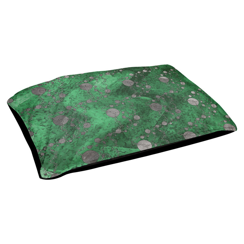 Coussin d'extérieur pour chien Byrge Planets Stars, Grand (l 42,5 po x P 32,5 po x H 14 po), Vert/gris
