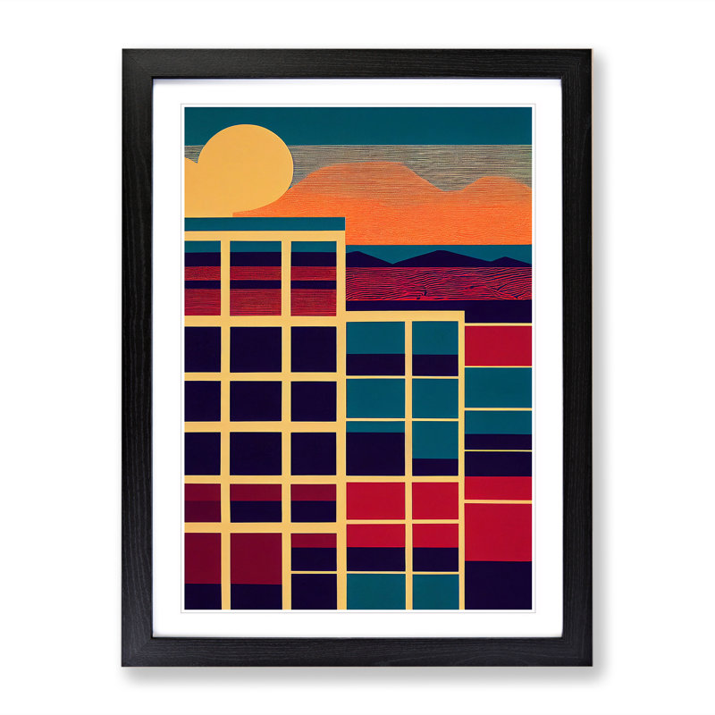 Beautiful Abstract Sunset - Single Picture Frame Print, Black Framed, 64cm H x 46cm W x 2cm D