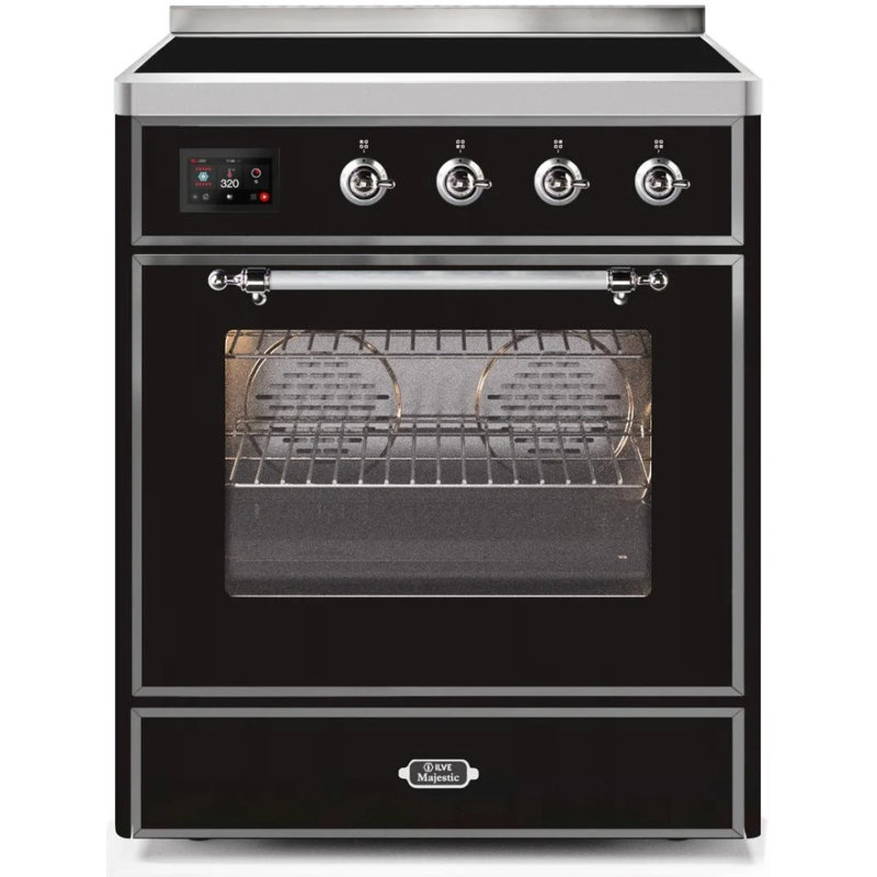 Majestic II 30" 4 cu. ft. Freestanding Electric Range, Glossy Black/Chrome
