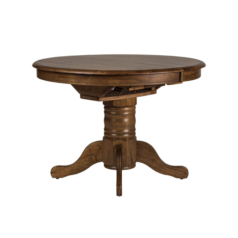 Judique Pedestal Dining Table w/ 15" Leaf, Brown