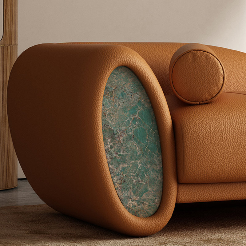 Chaise longue créative, confortable et décontractée, Orange, Orienté à gauche (vu de face)