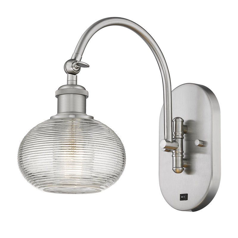 Applique murale en acier Larrick, Nickel satiné brossé