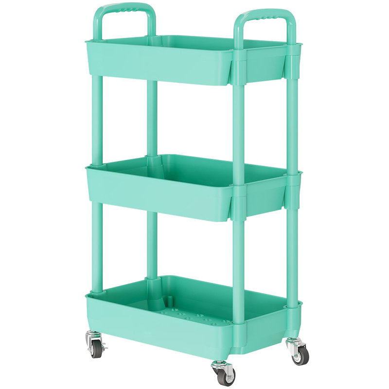 Kitchen Storage Cart,multifunction Utility Rolling Storage Organizer,mobile Shelving Unit Cart With Lockable Wheels, Green