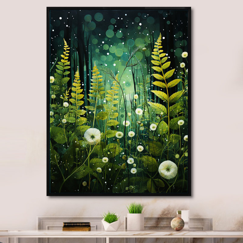 Ferns Plant Verdant Abundance III, reproduction d'art sur toile, H 40 po x l 30 po x P 1,5 po, Cadre noir