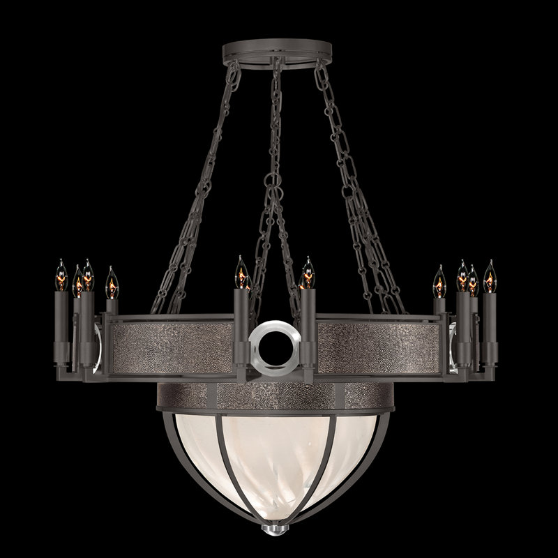 Lustre rond l 35,75 po Mirage, Galet / nickel / acier de minuit