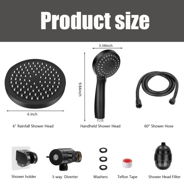 Jane Filtered Pressure Rainfall Shower Head With Handheld Shower Head ...