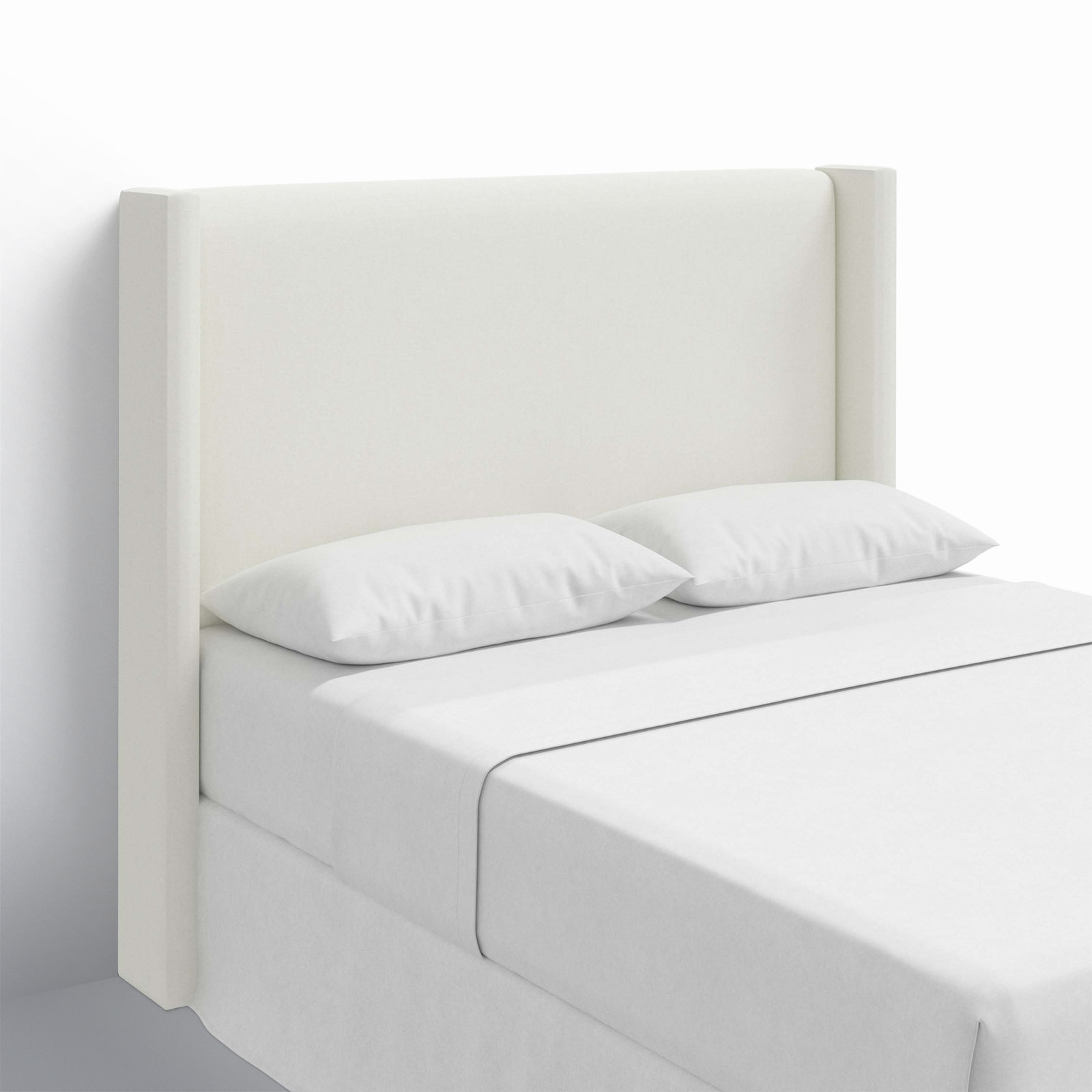 Hanson Upholstered Headboard, Queen, Zuma White Textured Linen