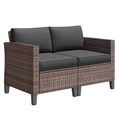 Outdoor Wicker Loveseat for Two – All-Weather PE Rattan with Waterproof Cushions