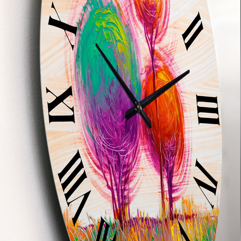 Arbre d'automne forêt colorée - horloge murale, Petit