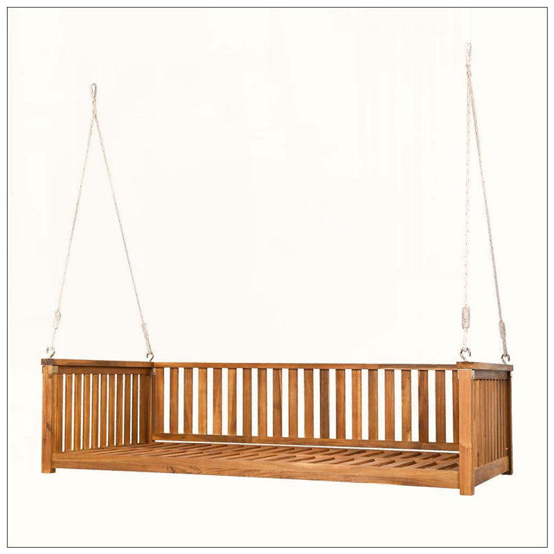 Balancelle de jardin en bois avec cordes pour la cour, Teak