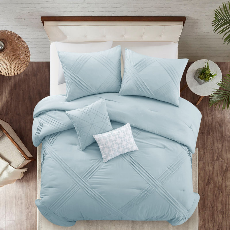 Ensemble d'édredon en duvet bleu 180 fils, Très grand lit