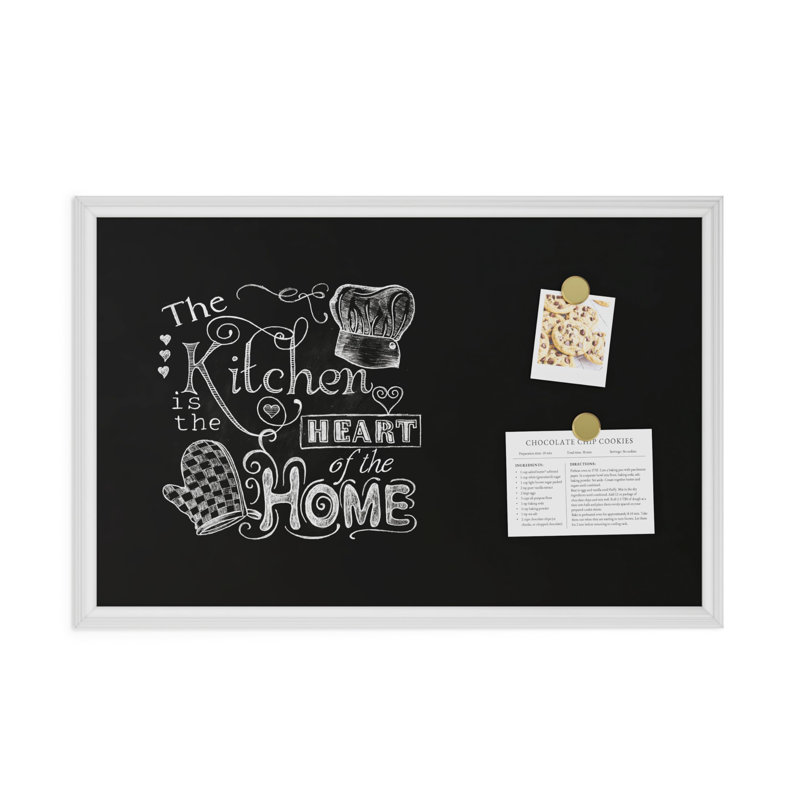 Magnetic Chalkboard For Walls, 30"X20", White Wood Style Frame, Large Magnetic Board, Premium Matte Surface