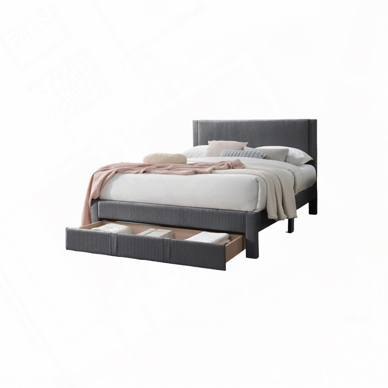 Grand lit avec rangement, Gris anthracite