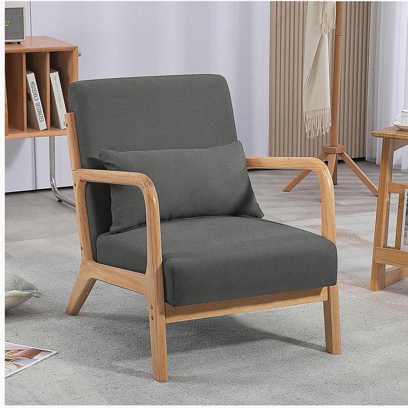 Chaise de loisirs avec accoudoirs et pieds en bois massif, canapé d'appoint Mid-Century moderne pour une assise confortable