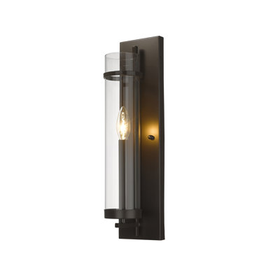 Applique murale 1 lumière noire avec abat-jour en verre Hazlett