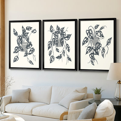 «Growing Leaves IV» - Toile tendue avec châssis sur mesure - 3 pièces