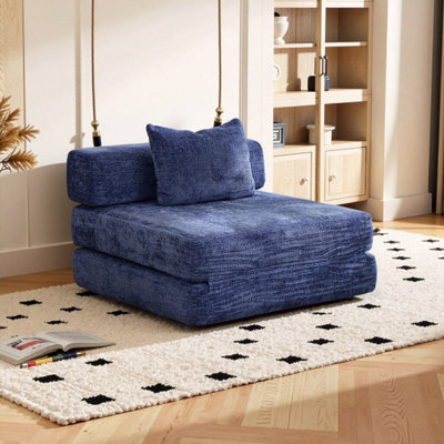 Shmily Convertible Floor Sofa Bed, Memory Foam, No-Assembly Foldable Sectional Chaise for Living Spaces
